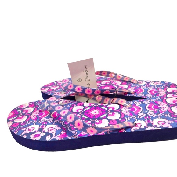 Vera Bradley NWT Flip Flops Slippers Sandals Floral Pinks & Blue Size Small - Picture 4 of 9